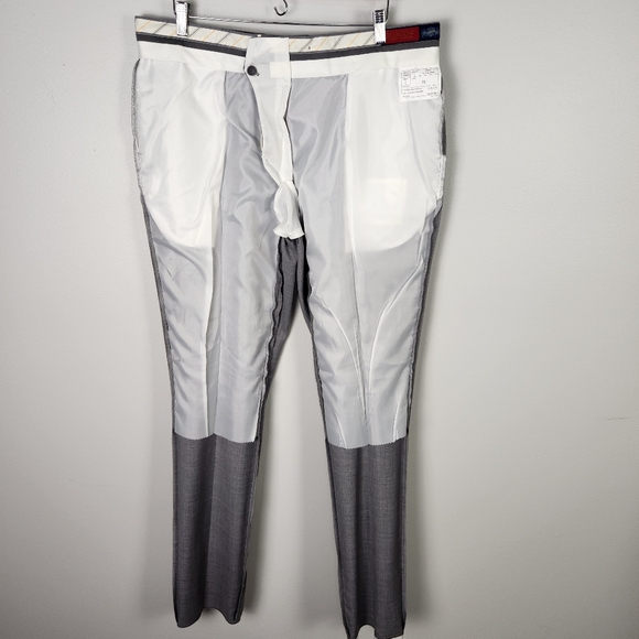 Mantoni 100% Italian Super Fine Wool No Pleat Dress Pants In Gray Size 38R #0413 - Picture 8 of 14